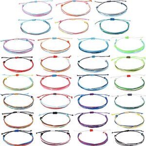 30 Vibrant Adjustable Bohemian Anklets - Waterproof Rope Bracelets for Summer